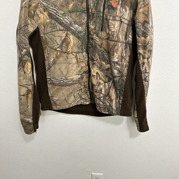 Game Winner Jacket Mens Size M Brown Camo Fleece Outdoors Full Zip Pocket Jacket - Picture 3 of 12